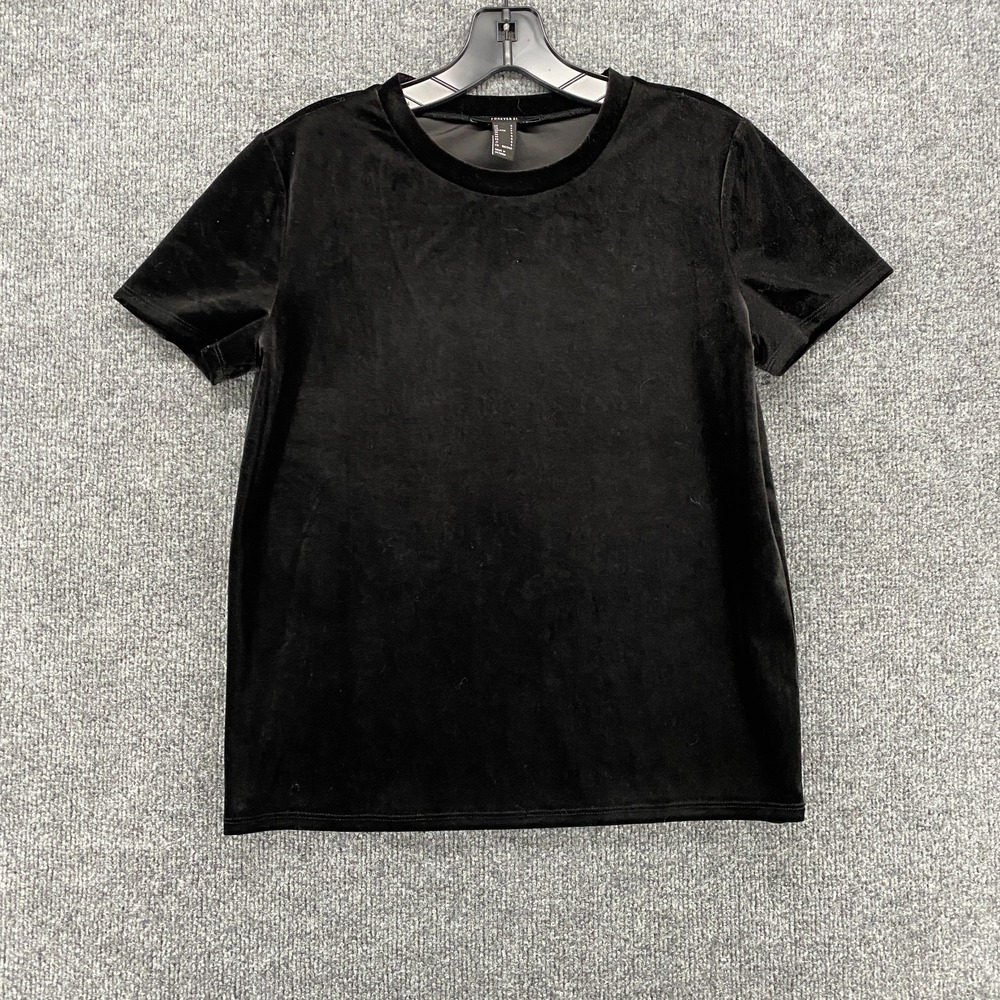 Forever 21 Blouse Top Small Black Velour Fitted Fairy Grunge Y2K Whimsigoth‎ 90s